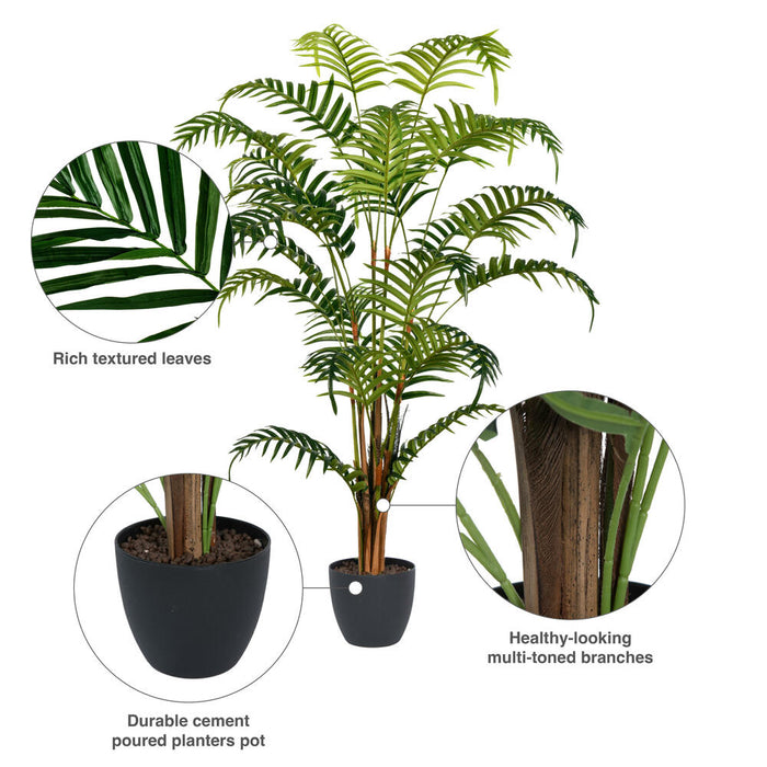 3'11" Real Touch Fern Palm Silk Tree w/Plastic Pot -Green - TA193547