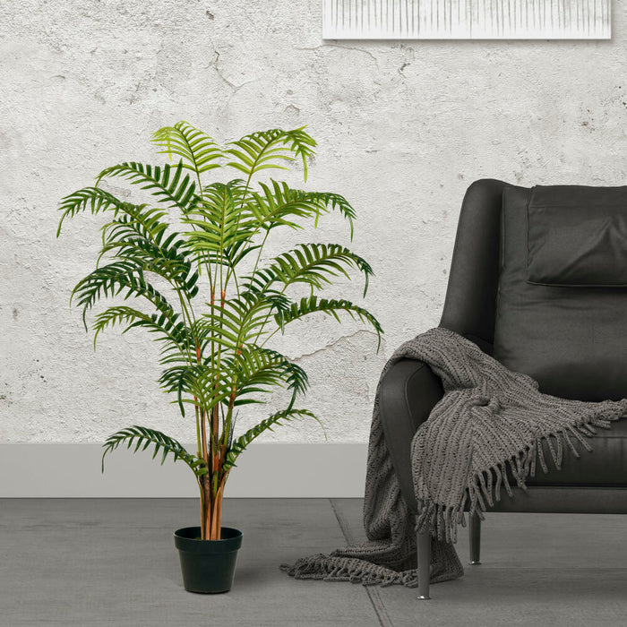 3'11" Real Touch Fern Palm Silk Tree w/Plastic Pot -Green - TA193547