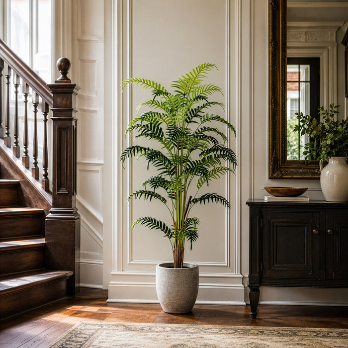 4'11" Real Touch Areca Palm Silk Tree w/Plastic Pot -Green - TA193559