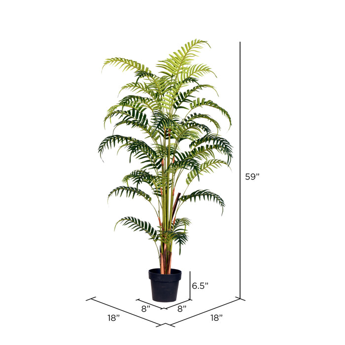 4'11" Real Touch Fern Palm Silk Tree w/Plastic Pot -Green - TA193559
