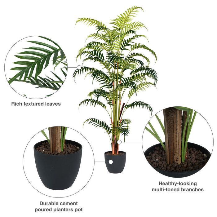 4'11" Real Touch Fern Palm Silk Tree w/Plastic Pot -Green - TA193559