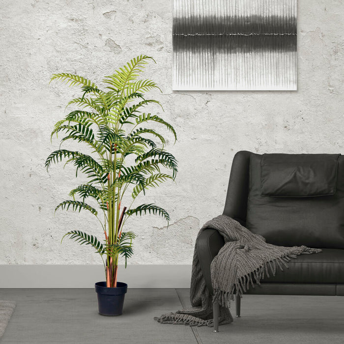 4'11" Real Touch Fern Palm Silk Tree w/Plastic Pot -Green - TA193559