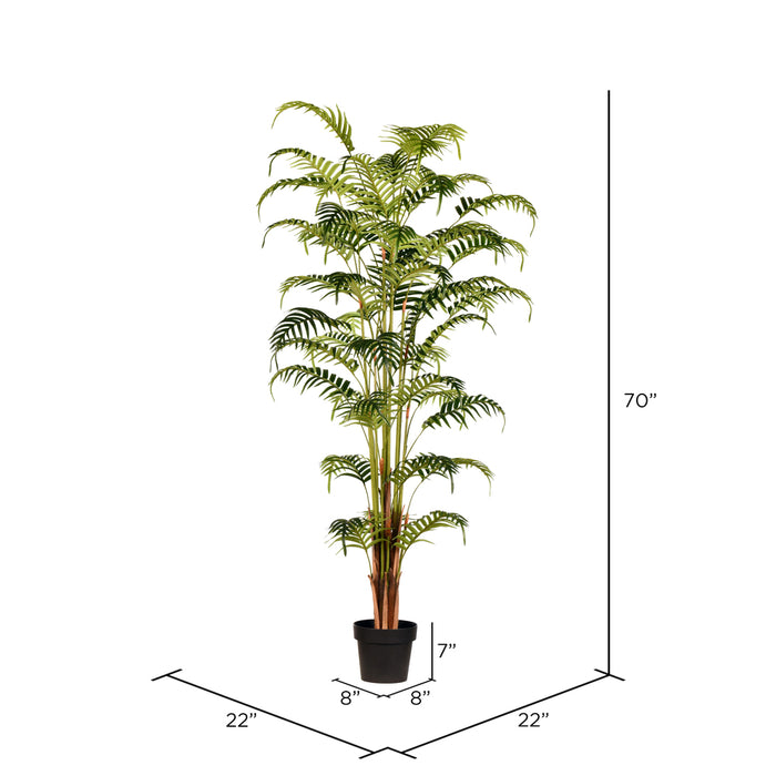 5'10" Real Touch Fern Palm Silk Tree w/Plastic Pot -Green - TA193570