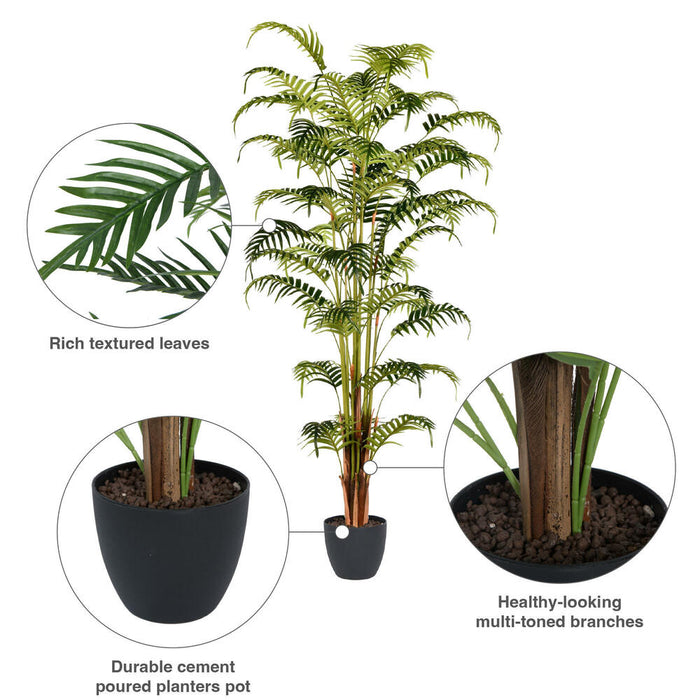 5'10" Real Touch Fern Palm Silk Tree w/Plastic Pot -Green - TA193570