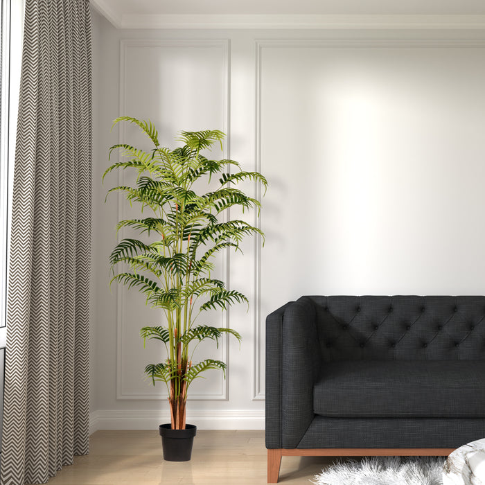 5'10" Real Touch Fern Palm Silk Tree w/Plastic Pot -Green - TA193570