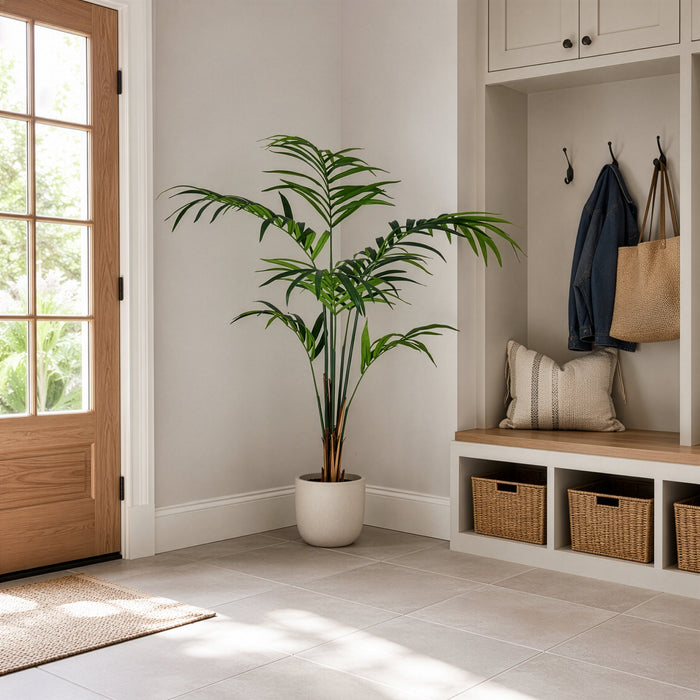 6' Kentia Silk Palm Tree w/Plastic Pot -Green - TB190560