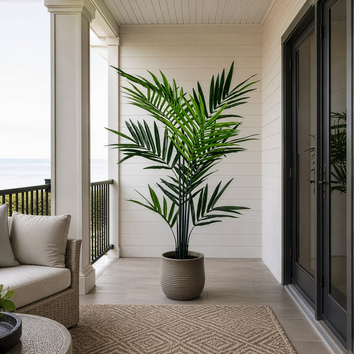 7' Kentia Silk Palm Tree w/Plastic Pot -Green - TB190570