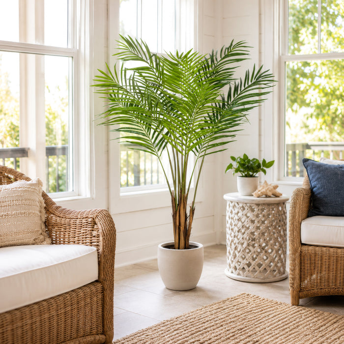 5' Silk Areca Palm Tree w/Plastic Pot -Green - TB190750
