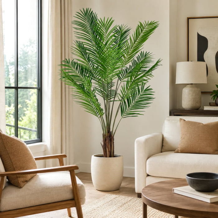6' Silk Areca Palm Tree w/Plastic Pot -Green - TB190760