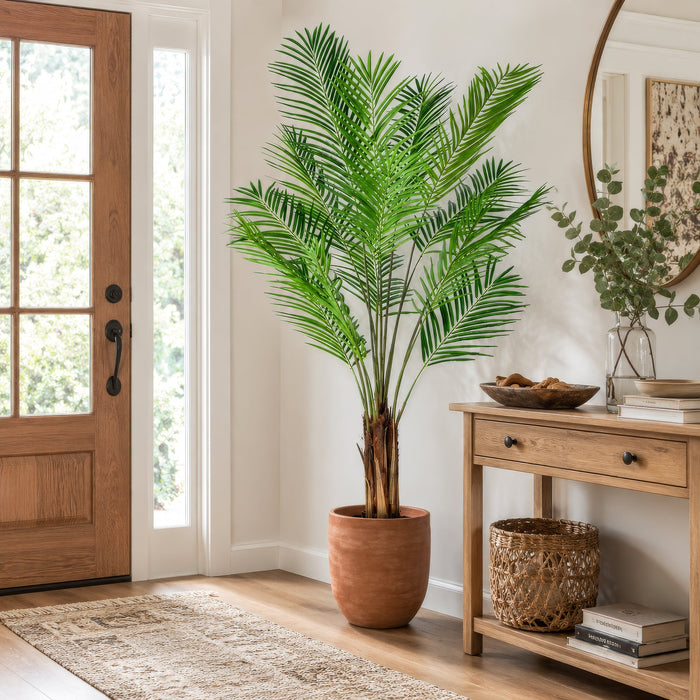 6' Silk Areca Palm Tree w/Plastic Pot -Green - TB190760