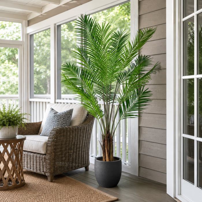 6' Silk Areca Palm Tree w/Plastic Pot -Green - TB190760