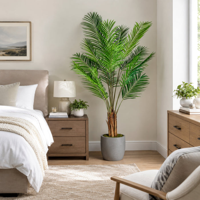 6' Silk Areca Palm Tree w/Plastic Pot -Green - TB190760