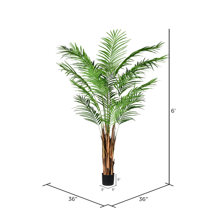 6' Silk Areca Palm Tree w/Plastic Pot -Green - TB190760