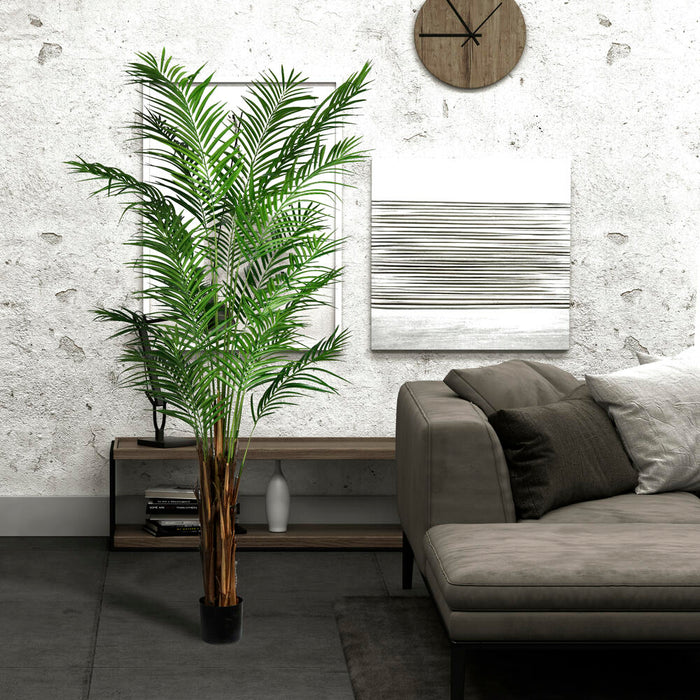 7' Silk Areca Palm Tree w/Plastic Pot -Green - TB190770