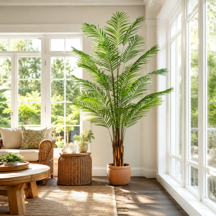 8' Silk Areca Palm Tree w/Plastic Pot -Green - TB190780