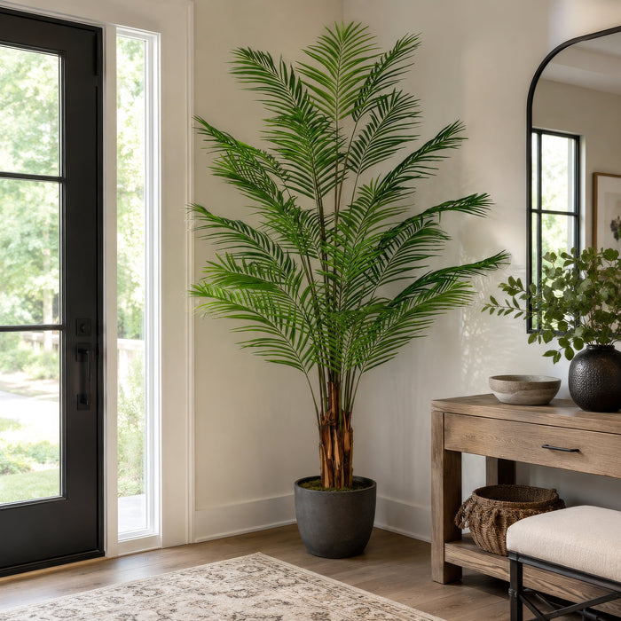 8' Silk Areca Palm Tree w/Plastic Pot -Green - TB190780
