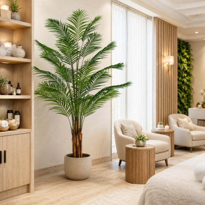 8' Silk Areca Palm Tree w/Plastic Pot -Green - TB190780