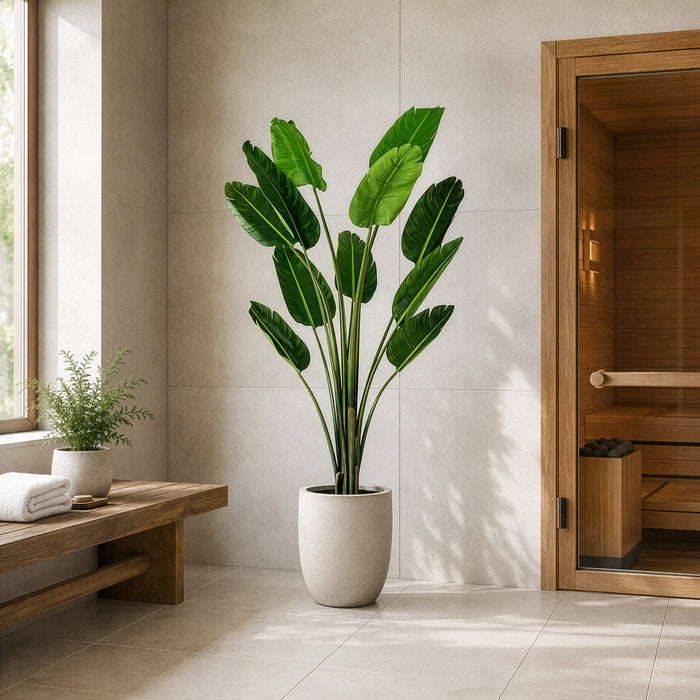 6' Bird Of Paradise Tropical Silk Plant w/Plastic Pot -Green - TB190860