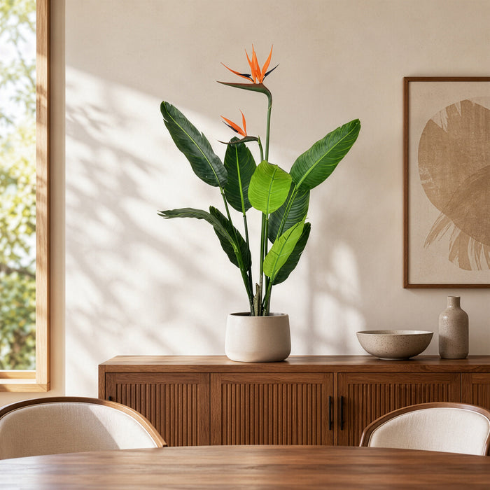 3' Flowering Bird Of Paradise Silk Plant w/Plastic Pot -Green - TB191230