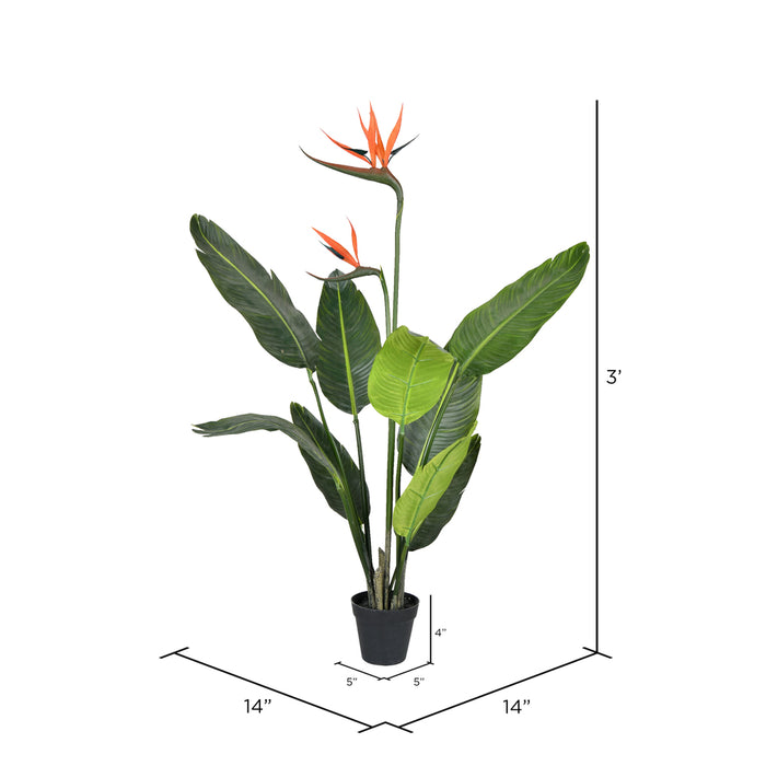 3' Silk Bird Of Paradise Palm Tree w/Plastic Pot -Green - TB191230