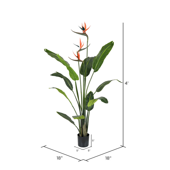 4' Silk Bird Of Paradise Palm Tree w/Plastic Pot -Green - TB191240