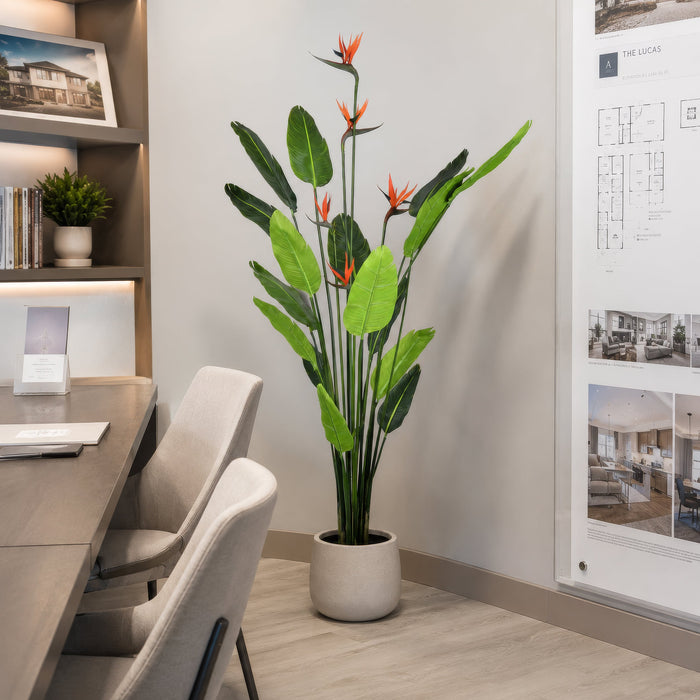 6' Flowering Bird Of Paradise Silk Plant w/Plastic Pot -Green - TB191260