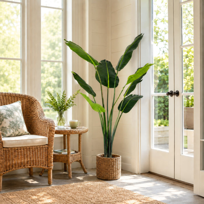 5' Traveler's Palm Silk Plant w/Pot -Green - TB191850