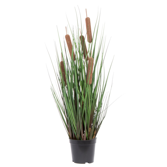 24" IFR PVC Grass & Cattail Artificial Plant w/Pot -Green/Brown - TN170324