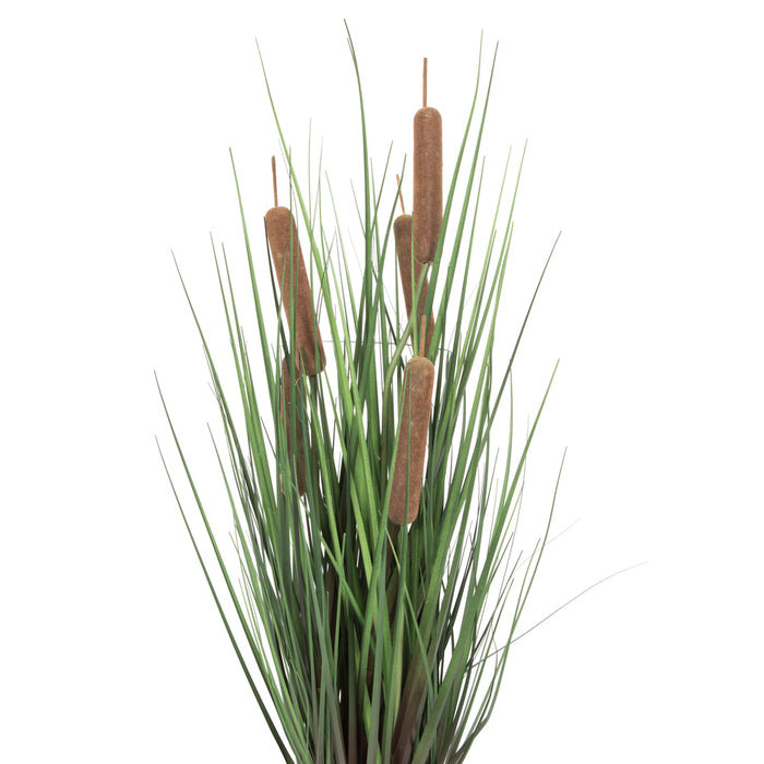 24" IFR PVC Grass & Cattail Artificial Plant w/Pot -Green/Brown - TN170324