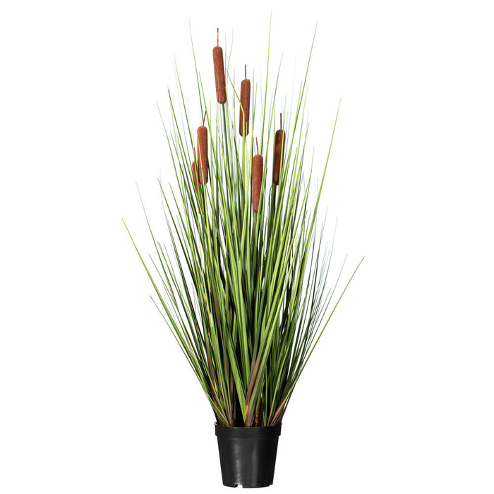 36" IFR PVC Grass & Cattail Artificial Plant w/Pot -Green/Brown - TN170336