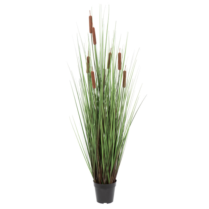 48" IFR PVC Grass & Cattail Artificial Plant w/Pot -Green/Brown - TN170348