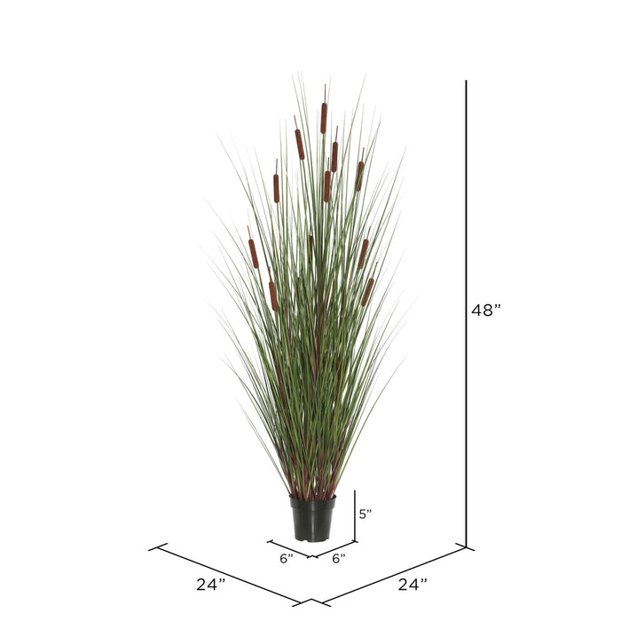 48" IFR PVC Grass & Cattail Artificial Plant w/Pot -Green/Brown - TN170348