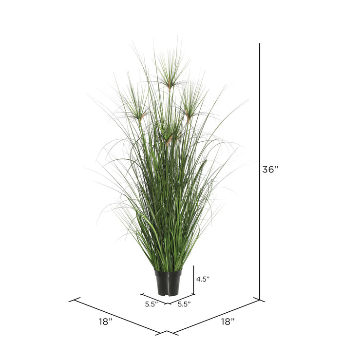 36" IFR PVC Brushed Grass Artificial Plant w/Pot -Green - TN170436