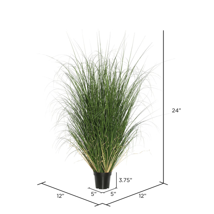 24" IFR PVC Curled Grass Artificial Plant w/Pot -Green - TN170624
