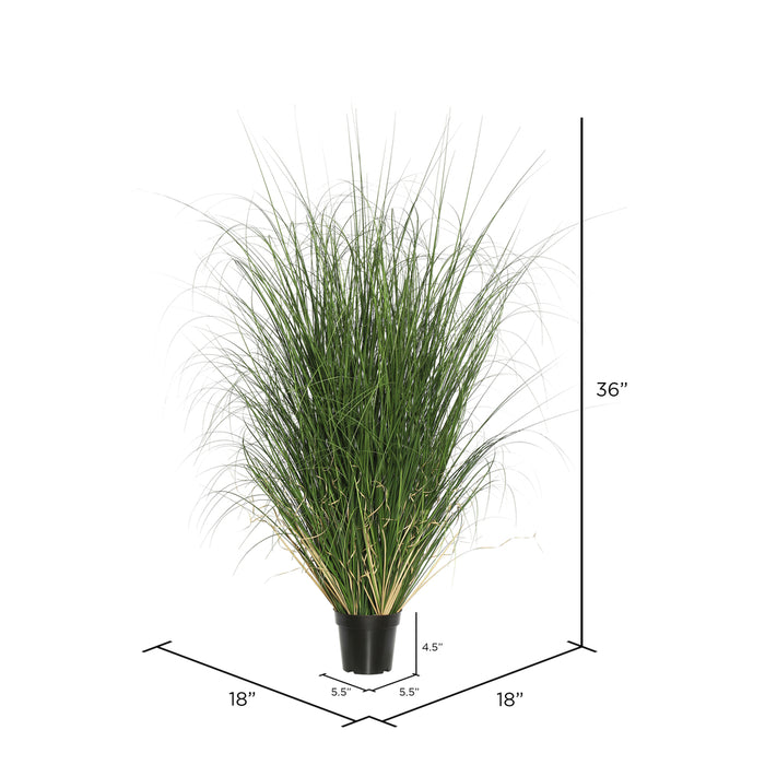 36" IFR PVC Curled Grass Artificial Plant w/Pot -Green - TN170636