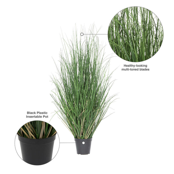 36" IFR PVC Curled Grass Artificial Plant w/Pot -Green - TN170636