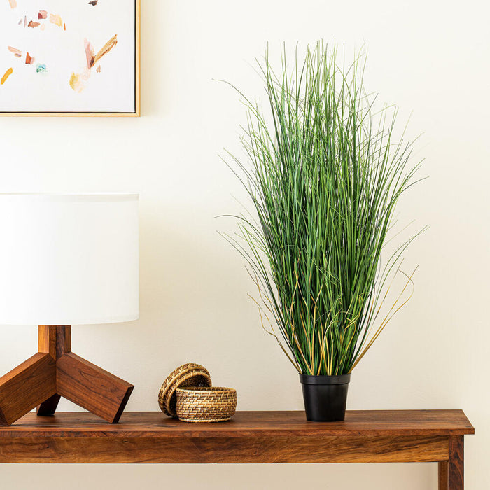 36" IFR PVC Curled Grass Artificial Plant w/Pot -Green - TN170636