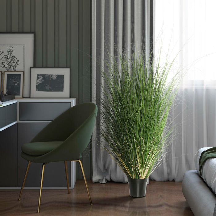 60" IFR PVC Curled Grasss Artificial Plant w/Pot -Green - TN170660
