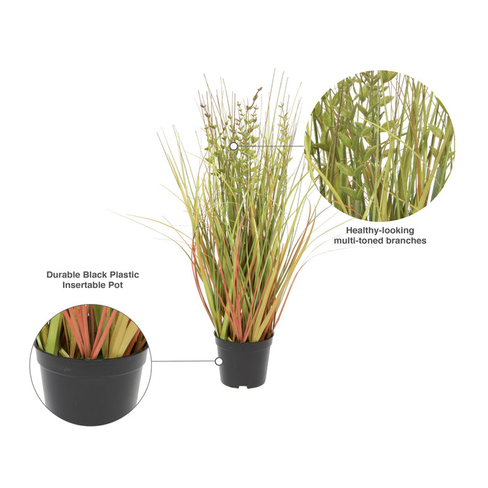 24" IFR PVC Mixed Grass Artificial Plant w/Pot -Green/Brown - TN171024