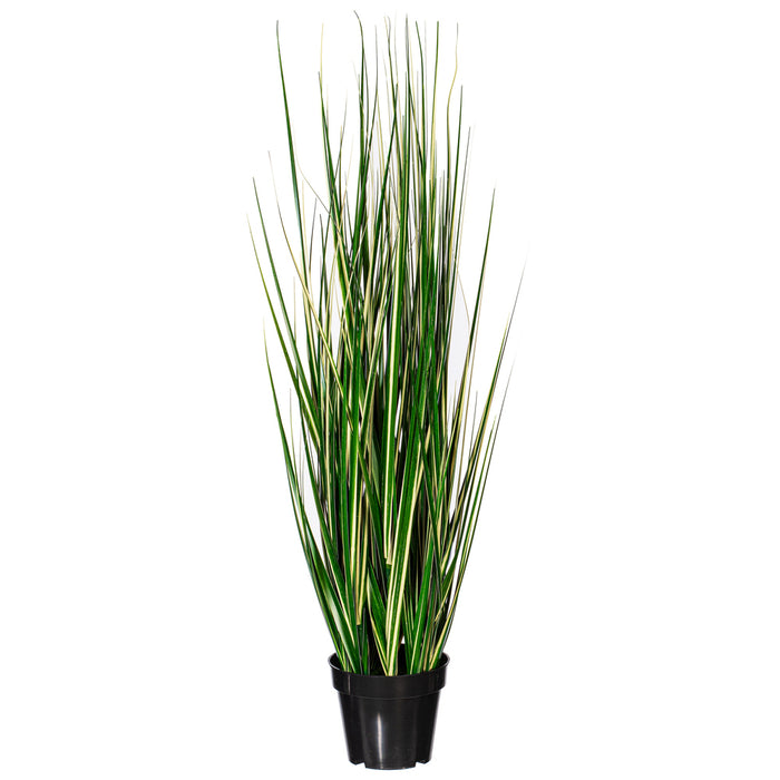 4' Outdoor UV-Resistant Artificial Evergold Grass Plant w/Pot -Green/Cream - TN251148UV
