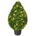 24" Outdoor UV-Resistant Artificial Boxwood Teardrop-Shaped Topiary w/Planter, Micro LED Pre-Lit -Green - TP171524LED