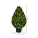 24" Outdoor UV-Resistant Artificial Boxwood Teardrop-Shaped Topiary w/Planter, Micro LED Pre-Lit -Green - TP171524LED