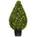 36" Outdoor UV-Resistant Artificial Boxwood Teardrop-Shaped Topiary w/Planter, Micro LED Pre-Lit -Green - TP171536LED