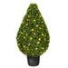 36" Outdoor UV-Resistant Artificial Boxwood Teardrop-Shaped Topiary w/Planter, Micro LED Pre-Lit -Green - TP171536LED