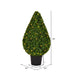36" Outdoor UV-Resistant Artificial Boxwood Teardrop-Shaped Topiary w/Planter, Micro LED Pre-Lit -Green - TP171536LED