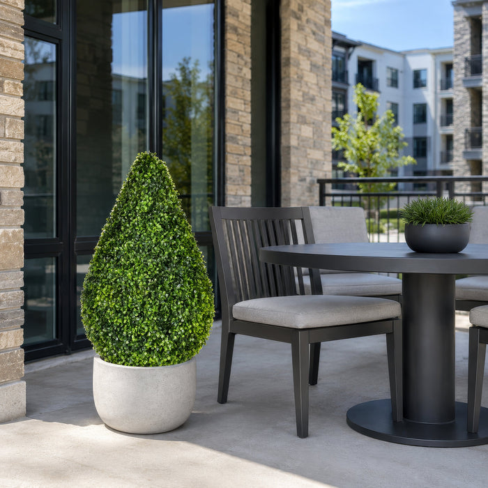36" Outdoor UV-Resistant Artificial Boxwood Teardrop-Shaped Topiary w/Pot -Green - TP171536
