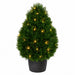 24" Outdoor UV-Resistant Artificial Cedar Teardrop-Shaped Topiary w/Planter, Micro LED Pre-Lit -Green - TP171624LED