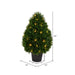 24" Outdoor UV-Resistant Artificial Cedar Teardrop-Shaped Topiary w/Planter, Micro LED Pre-Lit -Green - TP171624LED