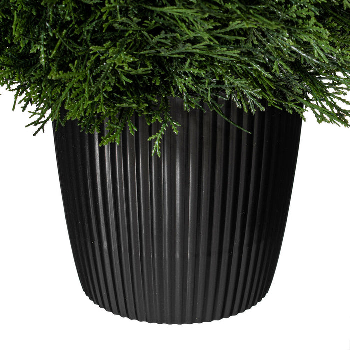 24" Outdoor UV-Resistant Artificial Cedar Teardrop-Shaped Topiary w/Pot -Green - TP171624