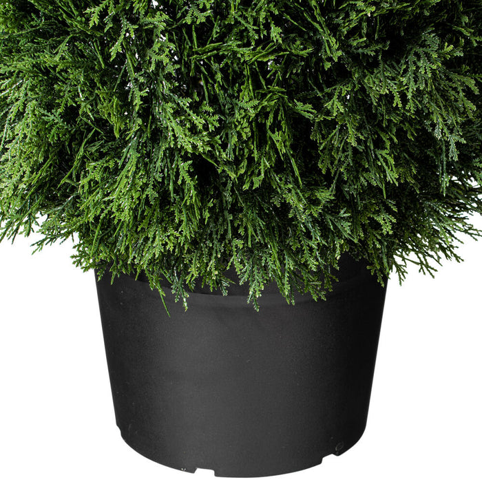 36" Outdoor UV-Resistant Artificial Cedar Teardrop-Shaped Topiary w/Pot -Green - TP171636
